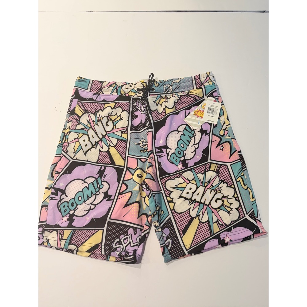Oh Snap Drill Clothing Co Mens Comic Book Print Shorts Pastel Large